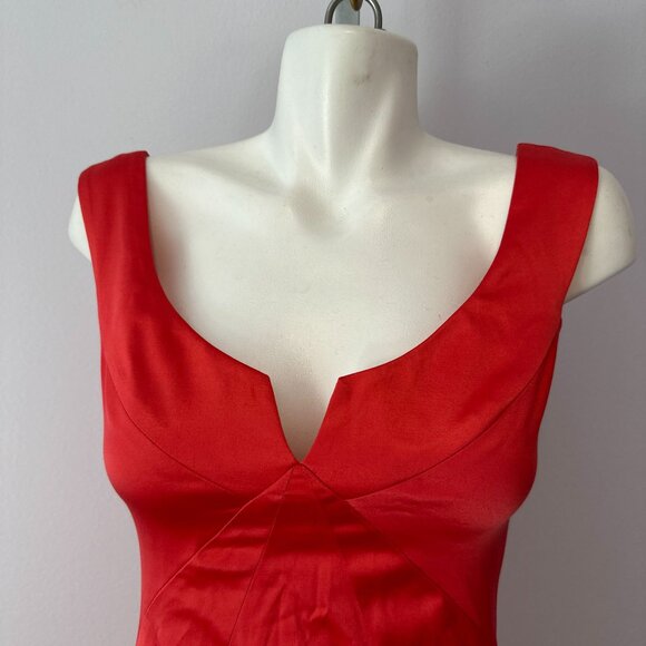 Black Halo Coral Red Pink Satin Sleeveless Sheath Career Dress Size 4 Womens - Picture 7 of 7